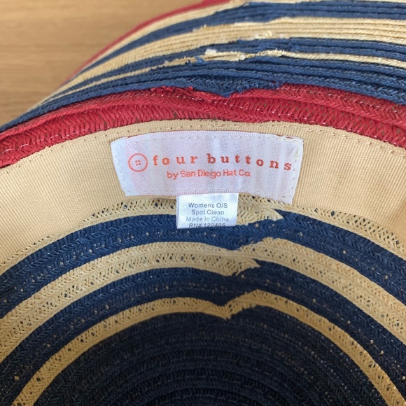 Women's Paperboard Patterned String Sun Hat Navy - Picture 3 of 4